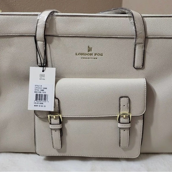 London Fog Large Tote Pocket Front - Picture 1 of 7